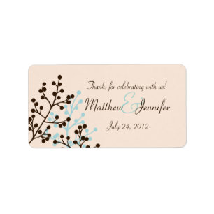 Brown and Blue Custom Wedding Favour Label Sticker