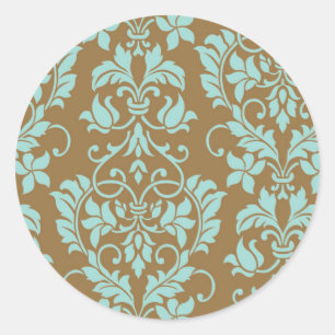 Brown and Blue Damask Envelope Seal