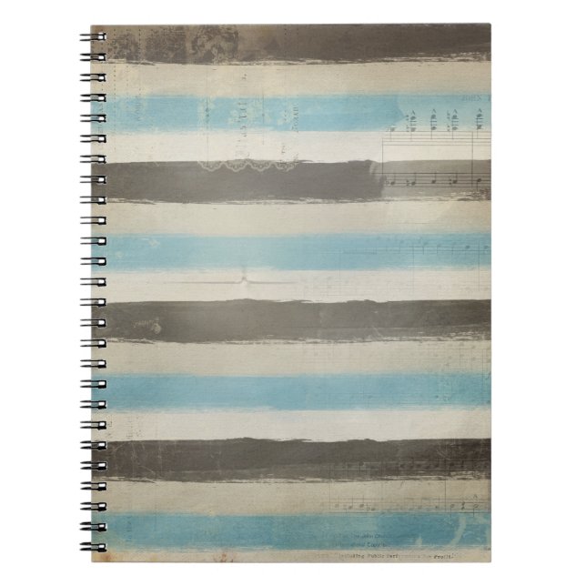 Brown and Blue Horizontal Stripes in Watercolor Notebook (Front)