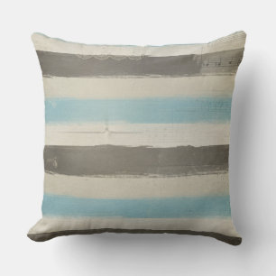 Brown and Blue Horizontal Stripes in Watercolor Throw Pillow