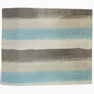 Brown and Blue Horizontal Stripes with Music Notes Binder