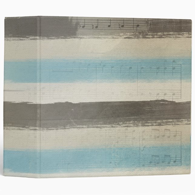 Brown and Blue Horizontal Stripes with Music Notes Binder (Front/Spine)
