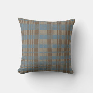 Brown and Blue Lines Throw Pillow
