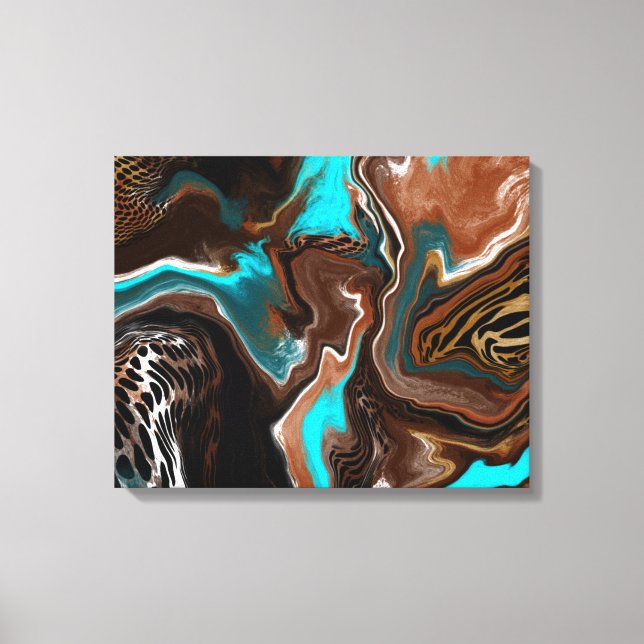 Brown and Blue Marble Fluid Art     Canvas Print (Front)