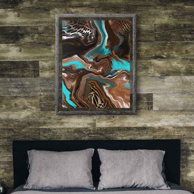 Brown and Blue Marble Fluid Art    Poster (Creator Uploaded)