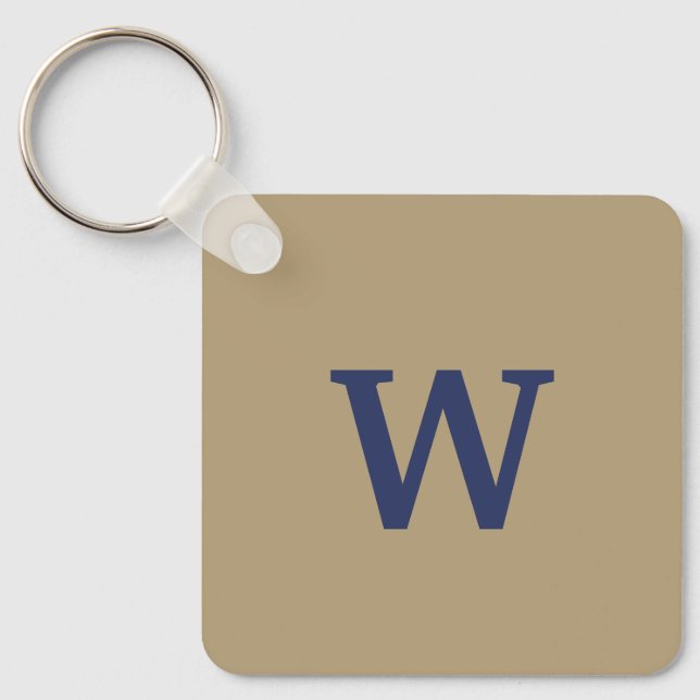 Brown and Blue monogrammed Keychain (Front)