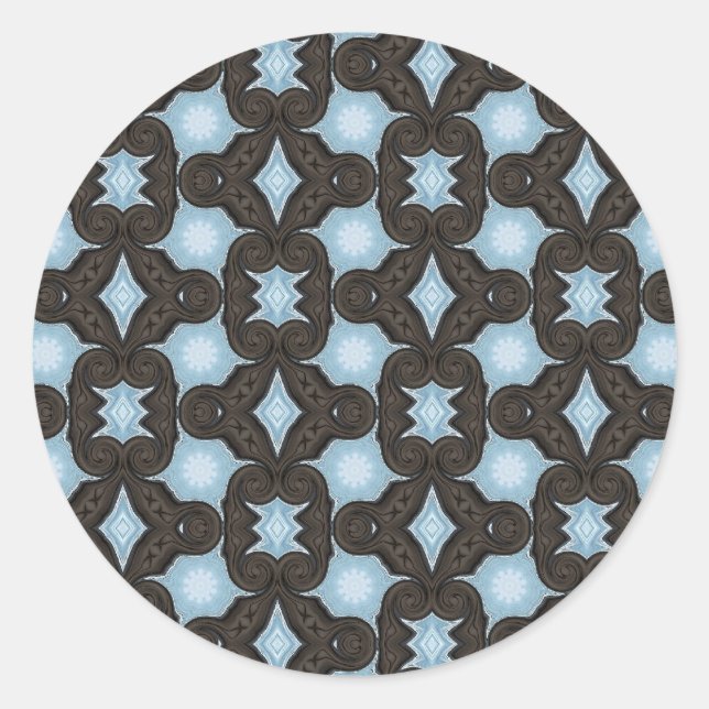 brown and blue pattern sticker (Front)
