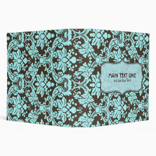 Brown And Blue Retro Flowers Leafs Design-Template Binder