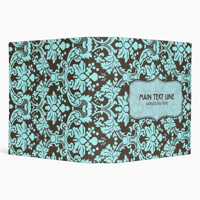 Brown And Blue Retro Flowers Leafs Design-Template Binder (Background)