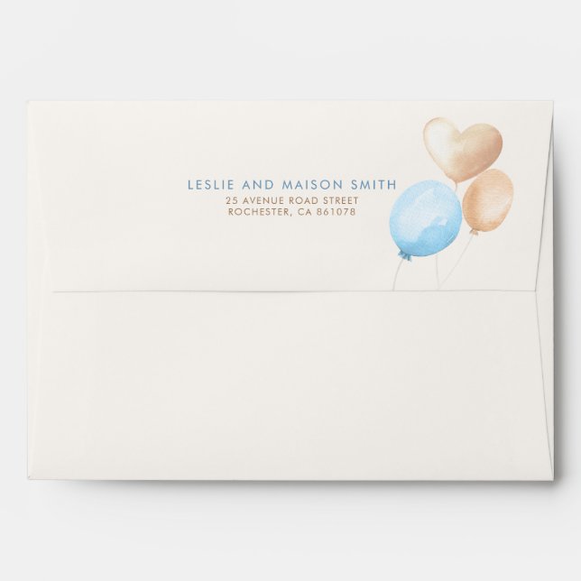 Brown and Blue Soft Pastel Balloons Envelope (Back (Top Flap))