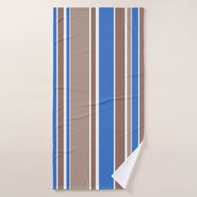 Brown and blue stripes bath towel (Bath Towel)