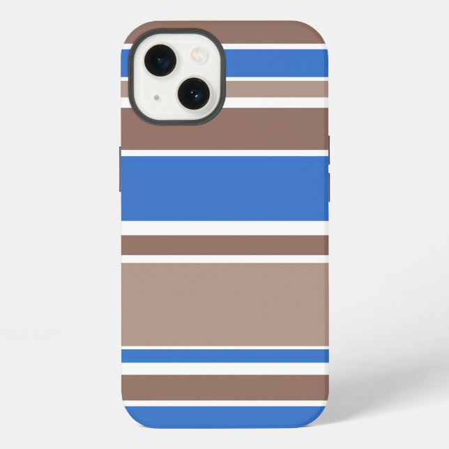 Brown and blue stripes Case-Mate iPhone case (Back)
