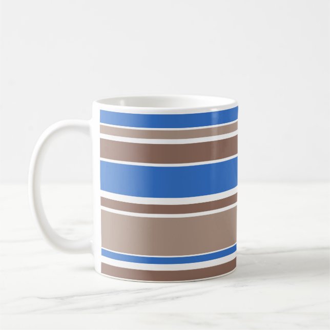 Brown and blue stripes coffee mug (Left)