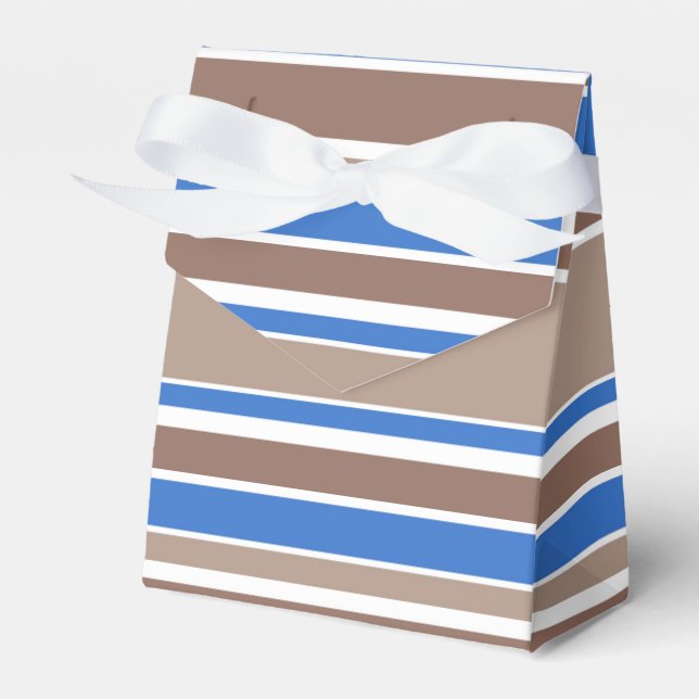 Brown and blue stripes favor box (Front Side)