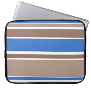 Brown and blue stripes laptop sleeve