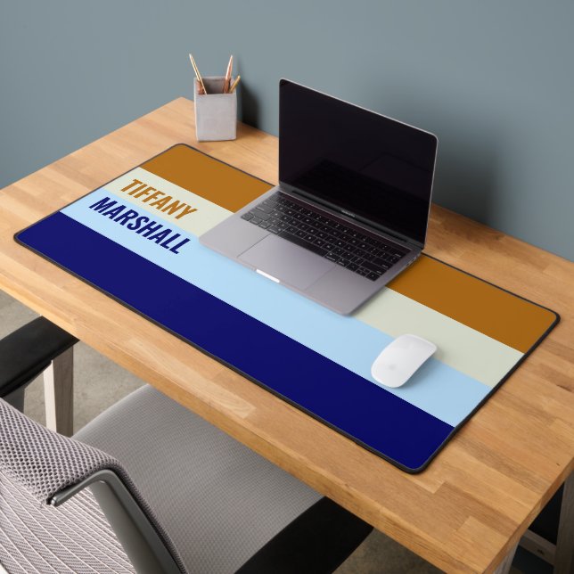 Brown and Blue  Stripes Pattern  Desk Mat (Office 2)