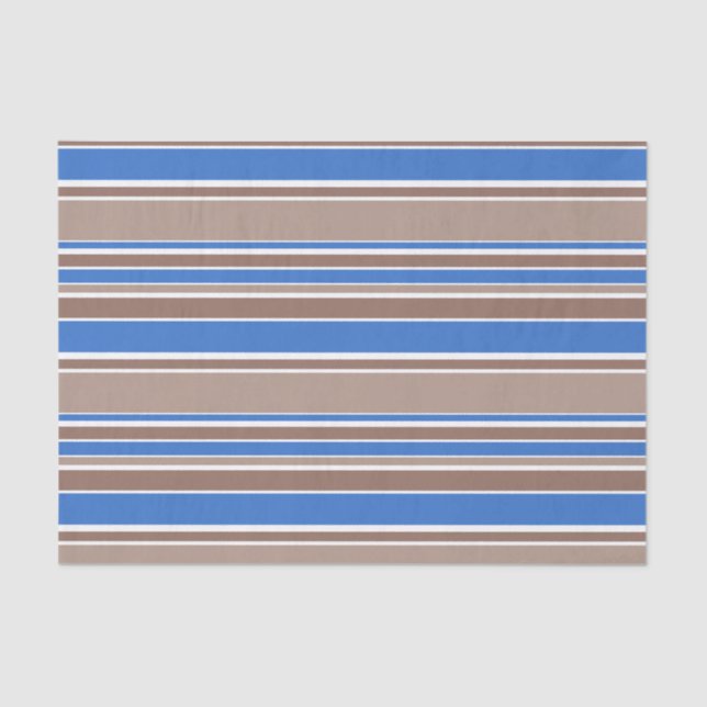 Brown and blue stripes tissue paper (Front)