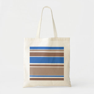 Brown and blue stripes tote bag