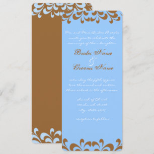 Brown and Blue Swirls Wedding Invitation