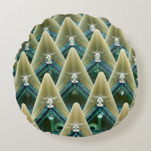 Brown and blue wallpaper round pillow