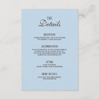 Brown and Blue Wedding Details Enclosure Card