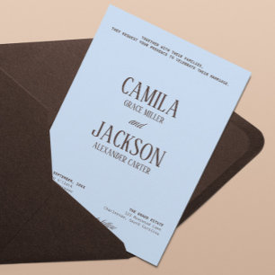 Brown and Blue Wedding Invitation