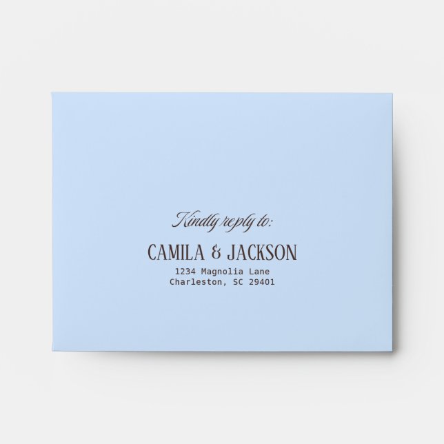Brown and Blue Wedding RSVP Card Envelope (Front)
