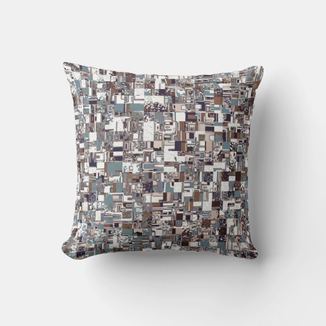 Brown And Blues Pattern Throw Pillow (Front)