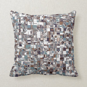 Brown And Blues Pattern Throw Pillow