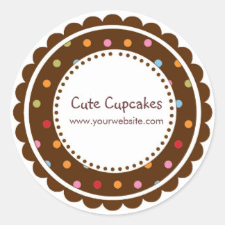 Brown and Colourful Polka Dots Classic Round Sticker