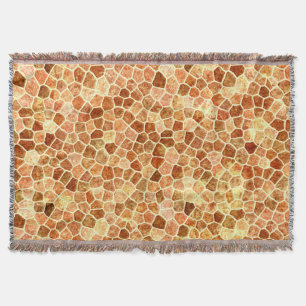 Brown and Cream Cobbled Patchwork Terrazo Pattern Throw Blanket