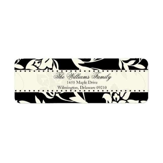 Brown and Cream Damask Personalized Return Address (Front)