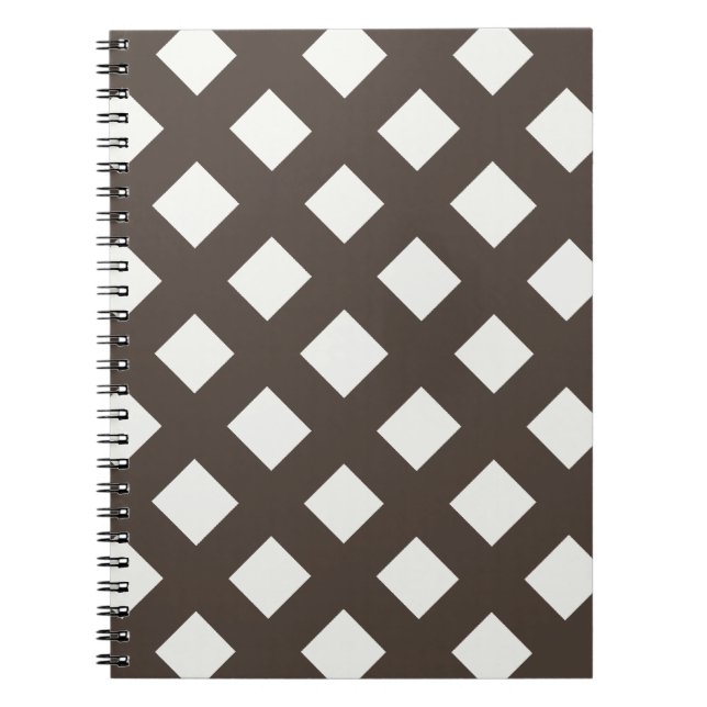 Brown and Cream Gingham Pattern Notebook (Front)