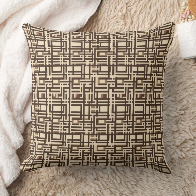 Brown and cream gridlock pattern  throw pillow (Blanket)