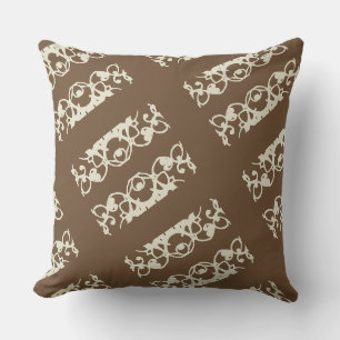 Brown and Cream Ornate Design Throw Pillow