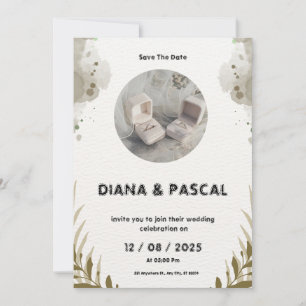 Brown and Cream Watercolor Save the Date Wedding I Invitation