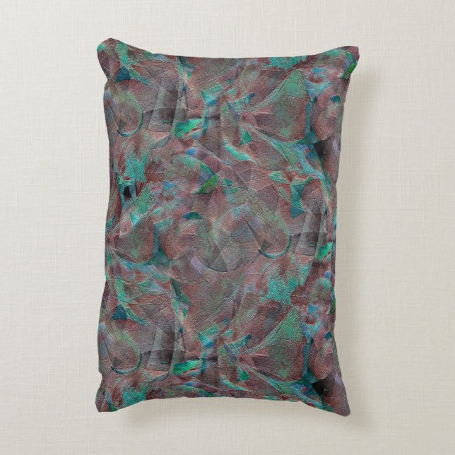 Brown and cyanish spots on unfinished wall plaster accent pillow (Back(Vertical))