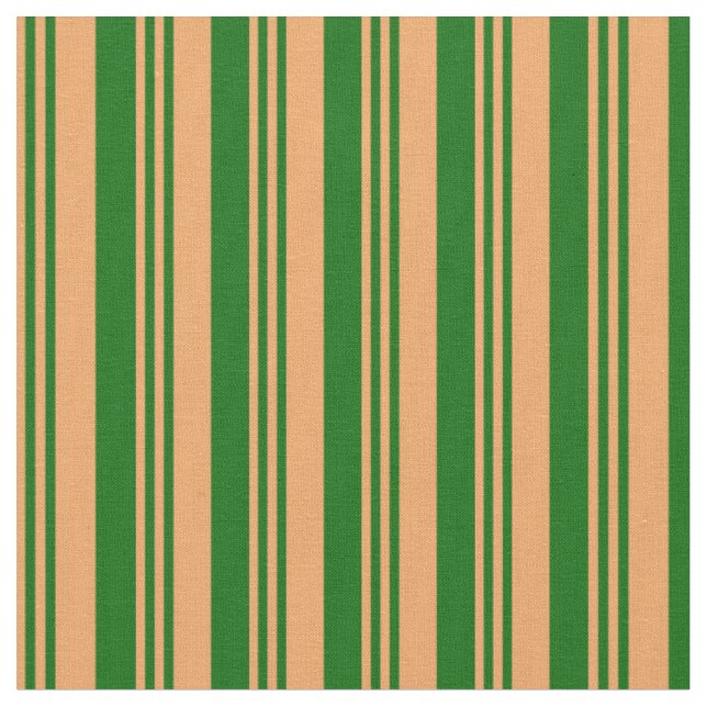 Brown and Dark Green Lines/Stripes Pattern Fabric (Close Up)