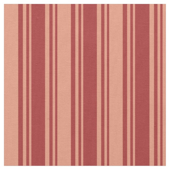 Brown and Dark Salmon Coloured Lined Pattern Fabric (Close Up)