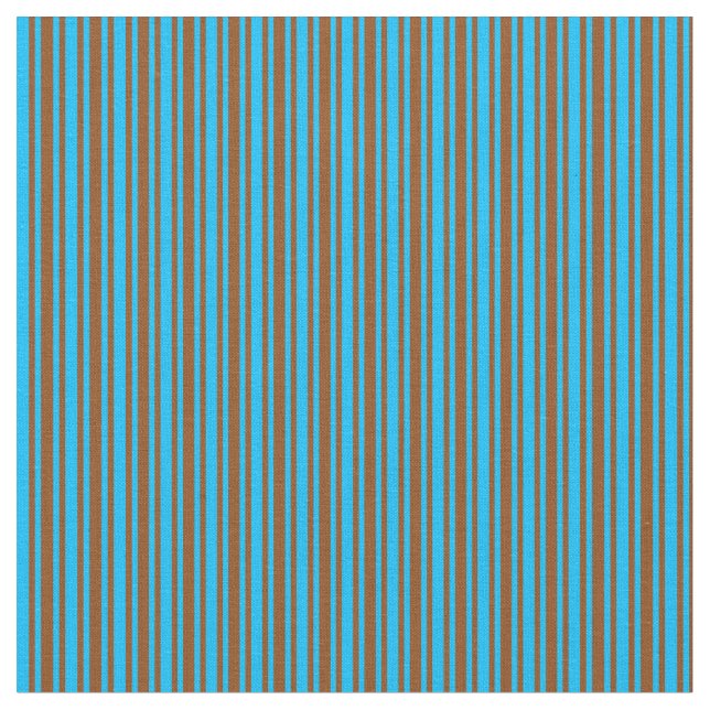 Brown and Deep Sky Blue Coloured Pattern Fabric (Close Up)