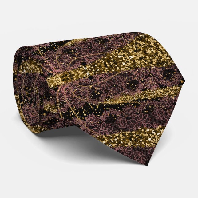 BROWN AND GLITTER  TIE (Rolled)