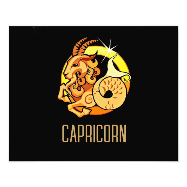 Brown and gold Capricorn zodiac sign black (Front)