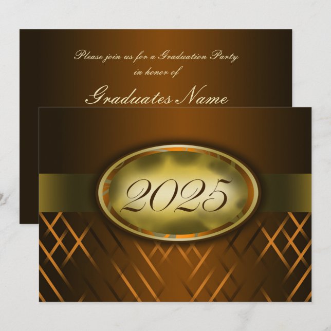 Brown and Gold Class of 2025 Party Invitation (Front/Back)