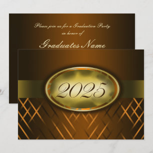 Brown and Gold Class of 2025 Party Invitation