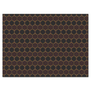 Brown and Gold Classy Geometric Honeycomb Pattern Tissue Paper