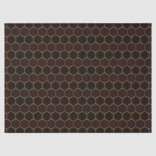 Brown and Gold Classy Geometric Honeycomb Pattern Tissue Paper