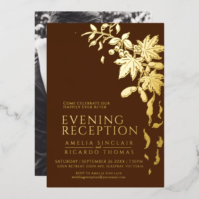 Brown and gold fall leaves wedding reception (Front/Back)