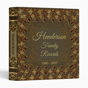 Brown And Gold Genealogy Family Tree 3 Ring Binder