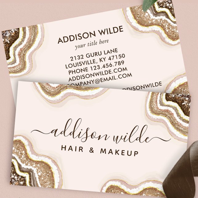 Brown And Gold Glitter Agate Geode Business Card (Creator Uploaded)
