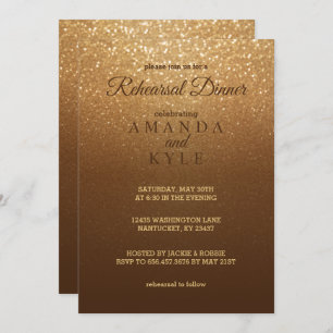Brown and Gold Glitter - Rehearsal Dinner Invitation